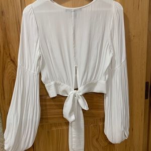 White cropped see-through blouse